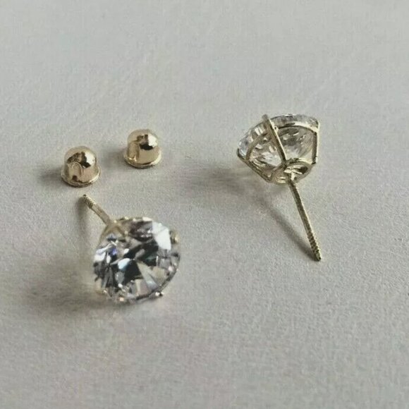 14K SOLID YELLOW GOLD 4 CARAT ROUND DIAMONDS - Picture 4 of 5